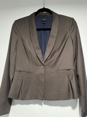 Ann Taylor Chocolate Brown Single-Button Shawl Collar Blazer